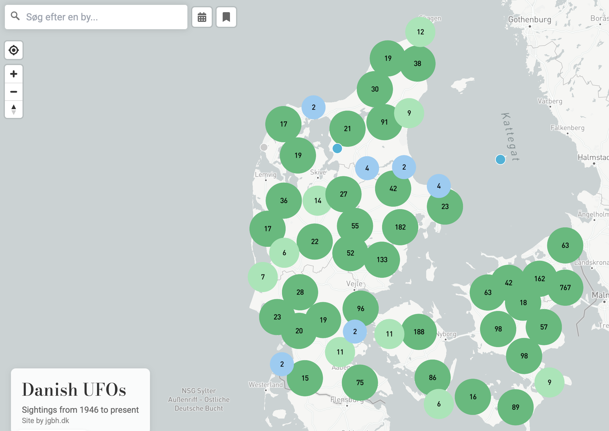 Danish UFOs Map Interface